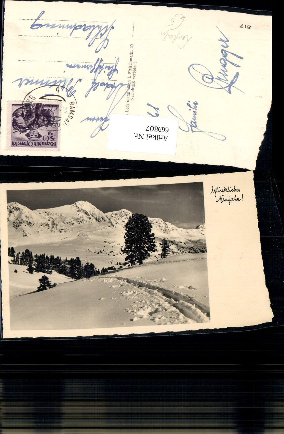 669807,Foto Ak Tourengeher Langlaufen Wintersport Winterlandschaft