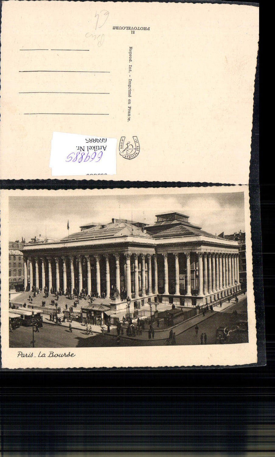 669885, Photo Ak Paris La Bourse Börse building bus France