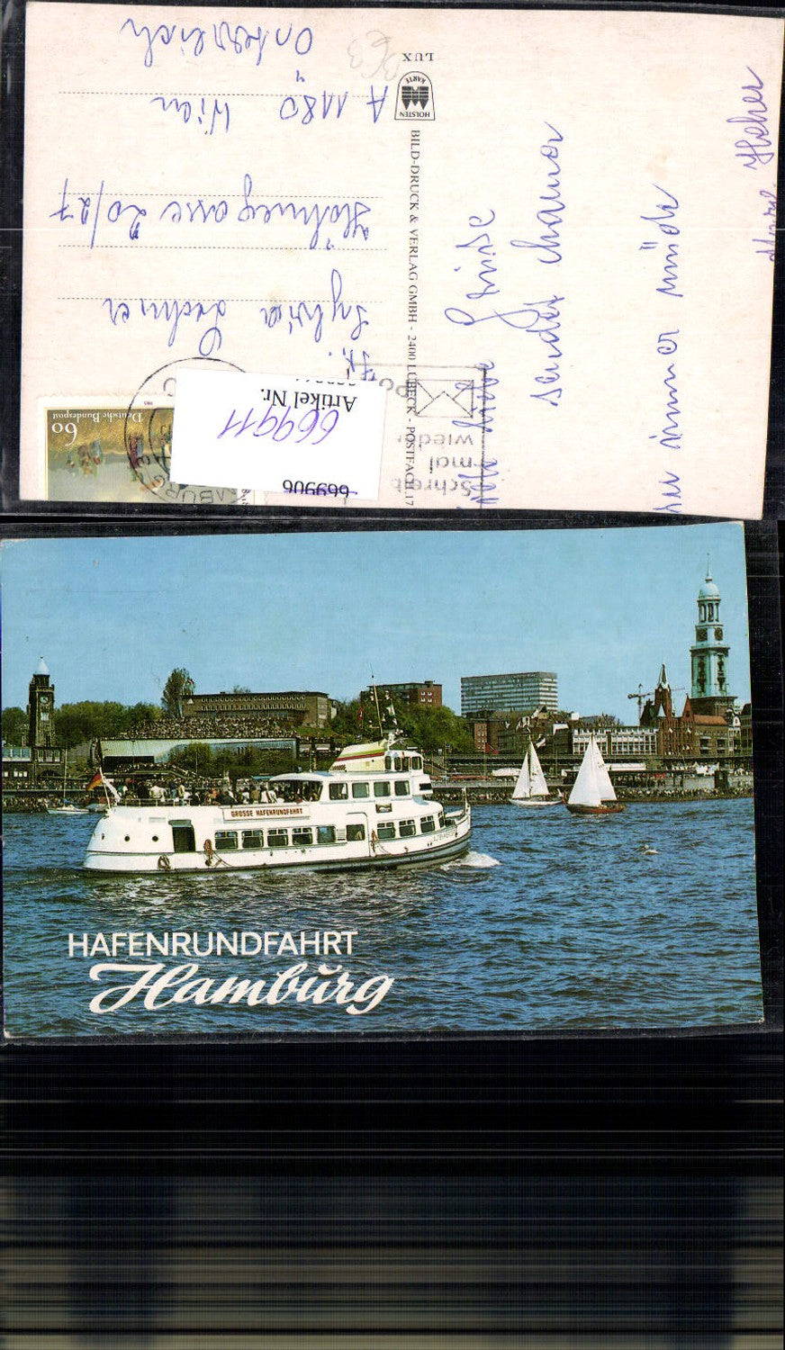 669911,Reklame Hafenrundfahrt Hamburg Binnenschiff Schiff Segelboote Segeln