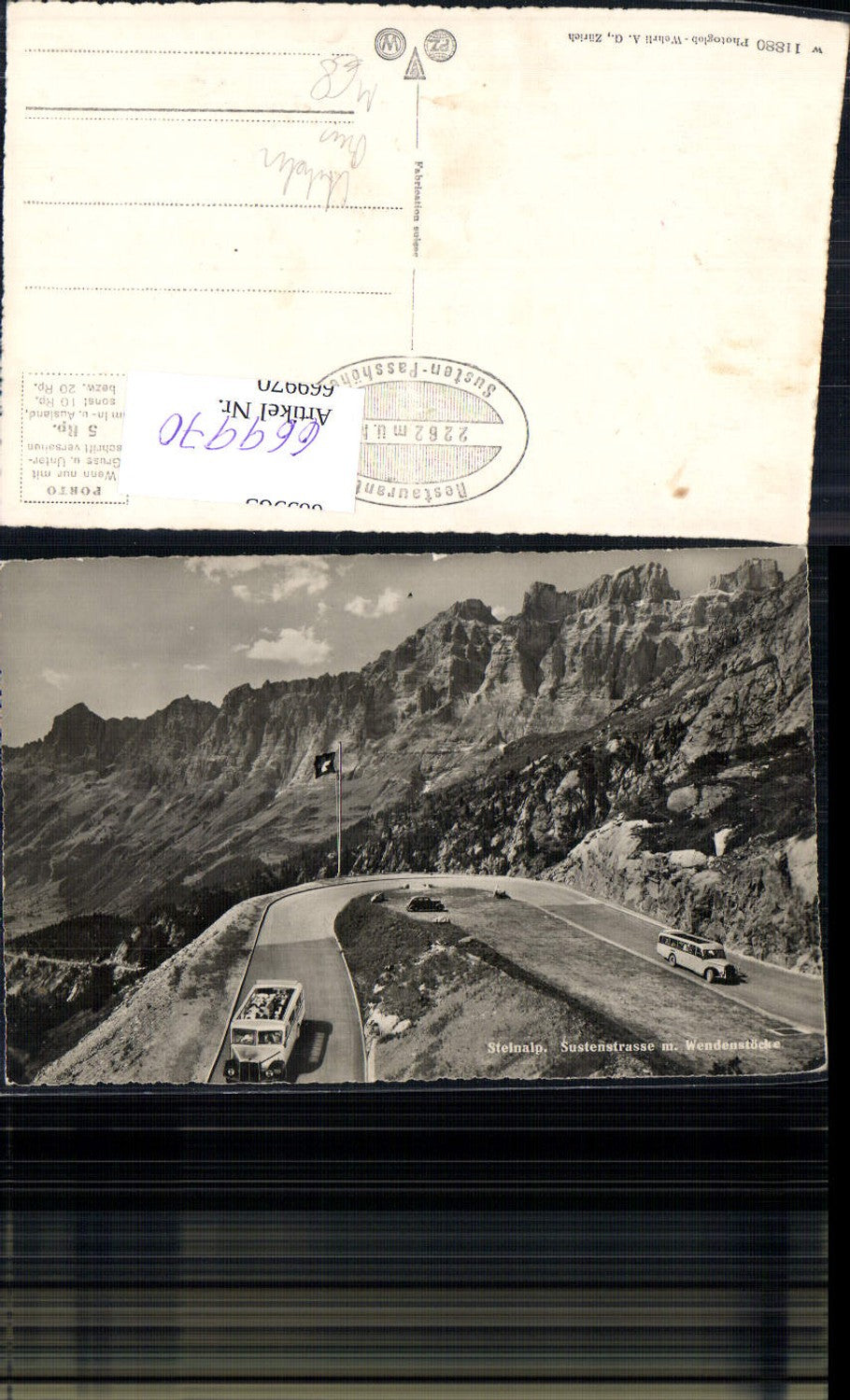 669970,Steinalp Sustenstrasse m. Wendenstöcke Autobus Bus Busse Switzerland