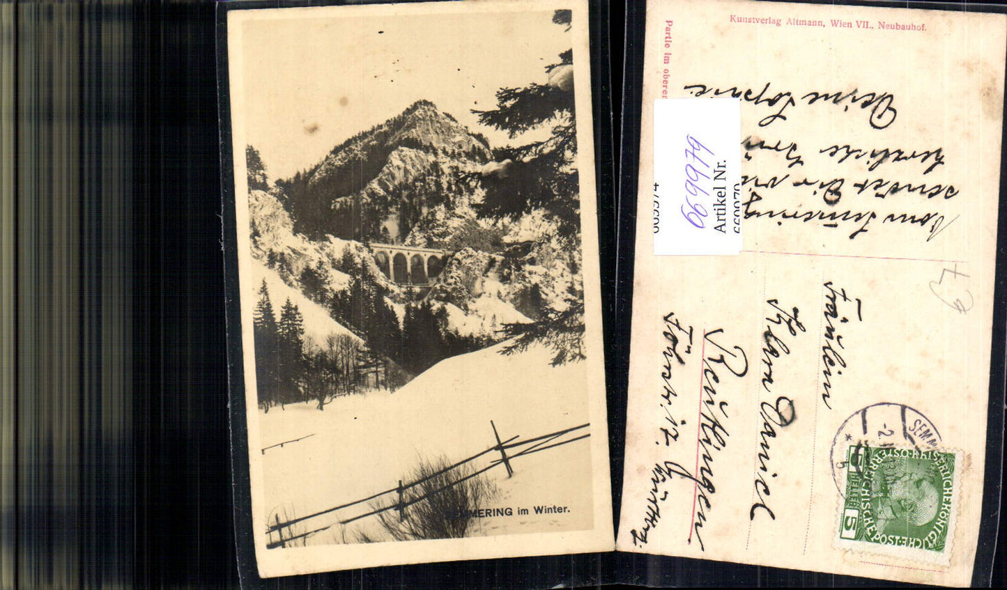 669979,Foto Ak Semmering im Winter Viadukt
