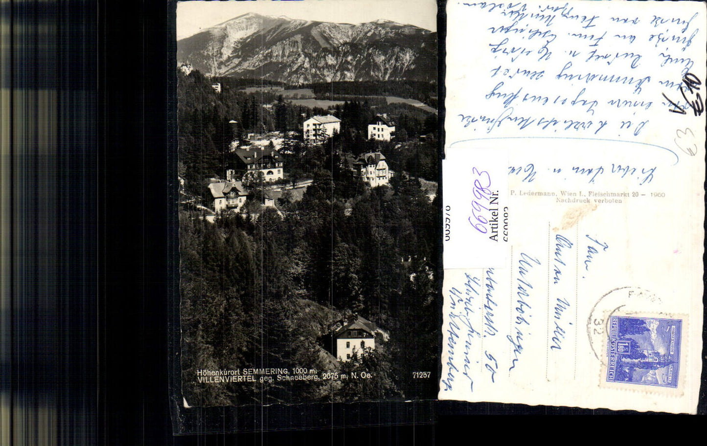 669983, Photo Ak Semmering villa district opposite Schneeberg