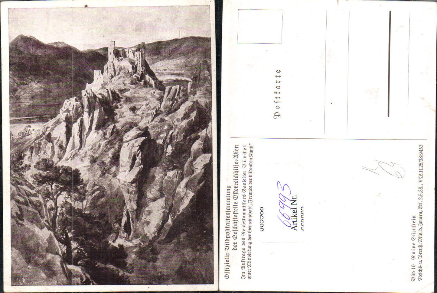 669993,Künstler Ak Ruine Dürnstein Wachau