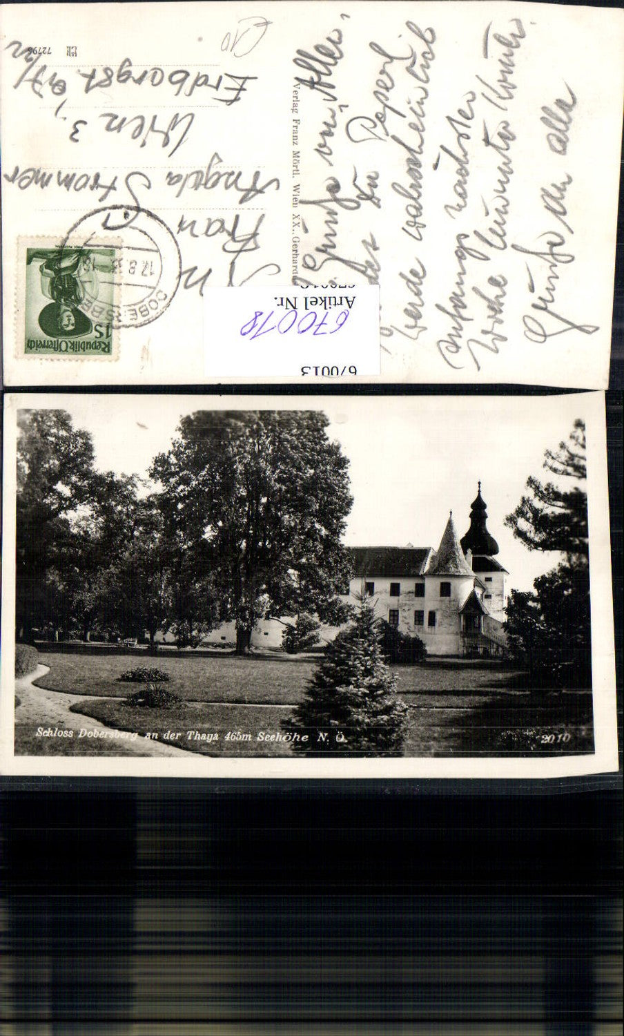 670018,Foto Ak Schloss Dobersberg a. d. Thaya