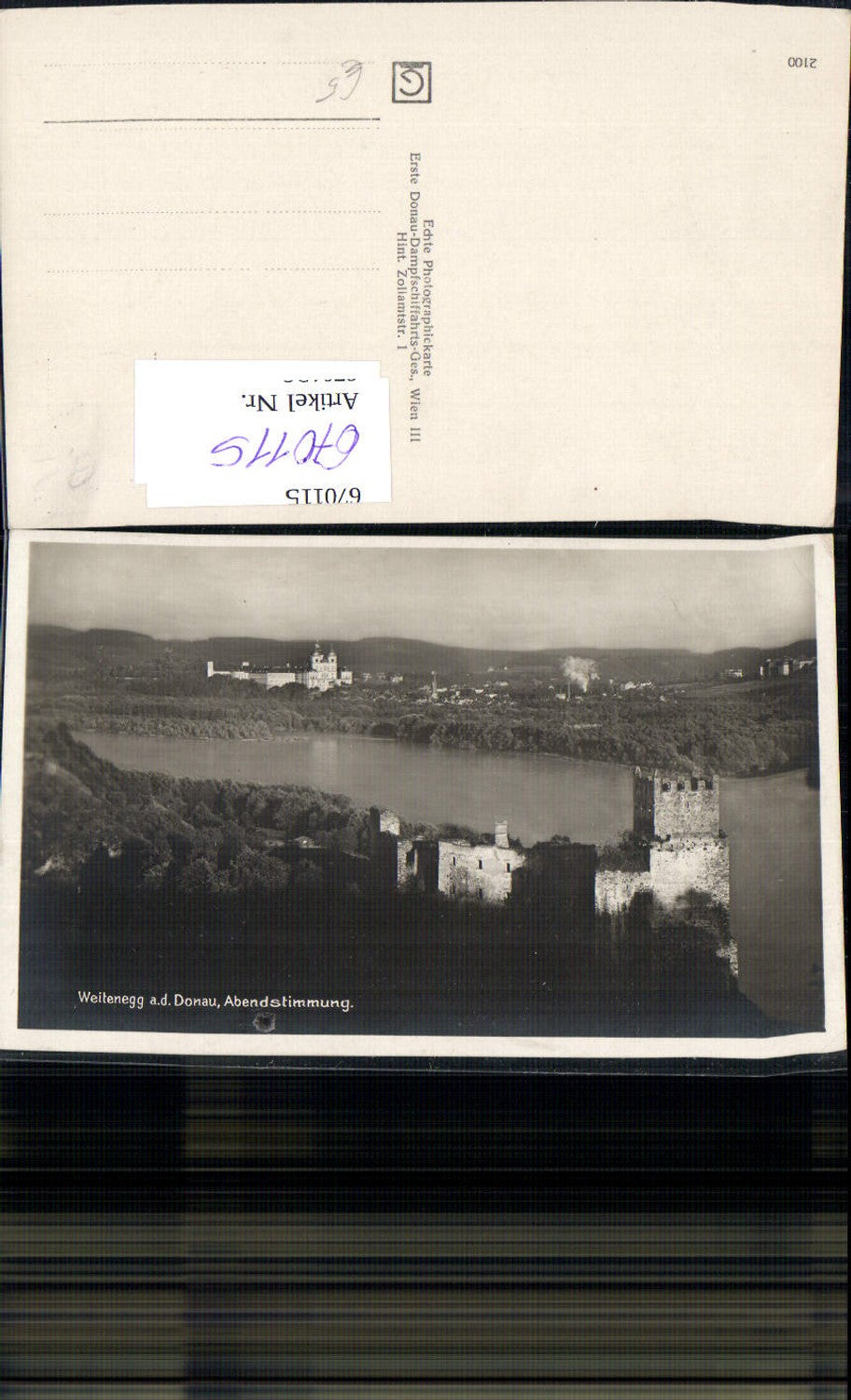 670115, Photo Ak Leiben Weitenegg on the Danube Evening mood View of Melk