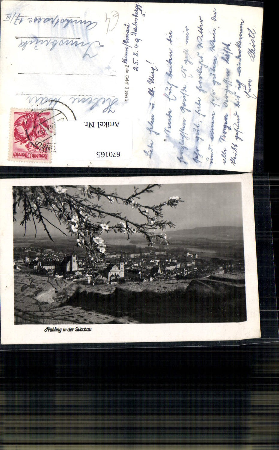 670165,Foto Ak Frühling in der Wachau Baumblüte Krems Donau