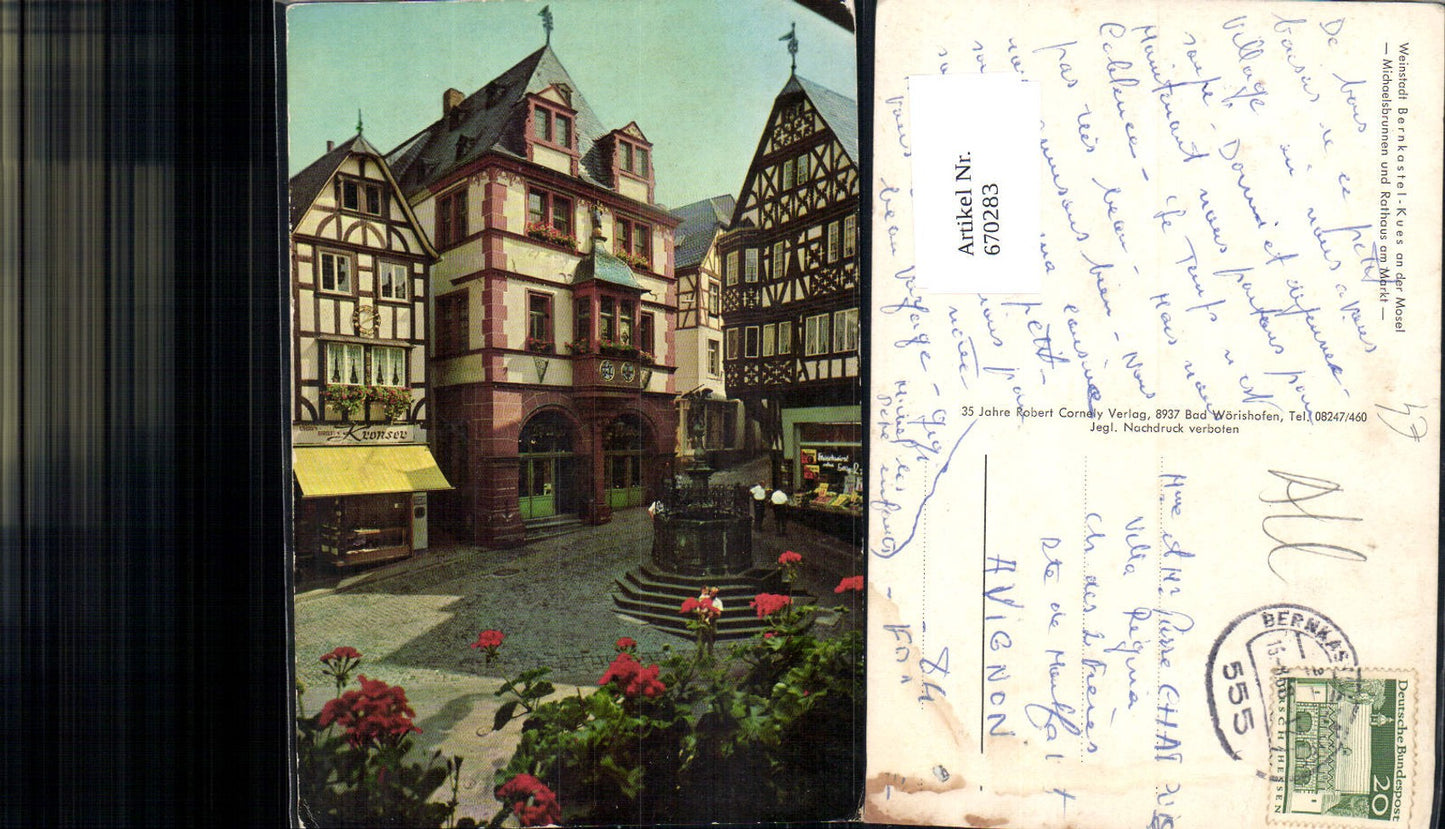 670283,Bernkastel-Kues a. d. Mosel Michaelsbrunnen u. Rathaus a. Markt