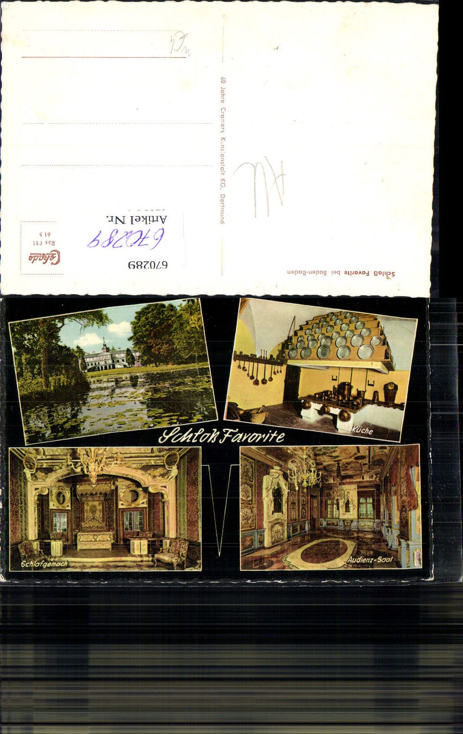 670289,Mehrbild Ak Schloss Favorite b. Baden-Baden Küche Audienz-Saal Schlafgemach