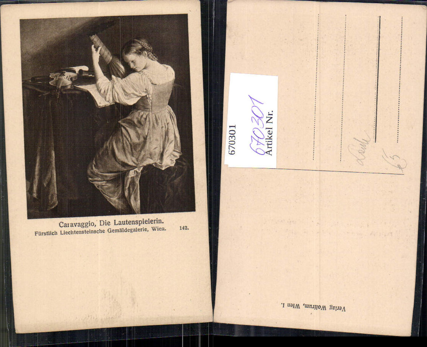 670301,Künstler Ak Caravaggio Die Lautenspielerin Laute Musik Geige