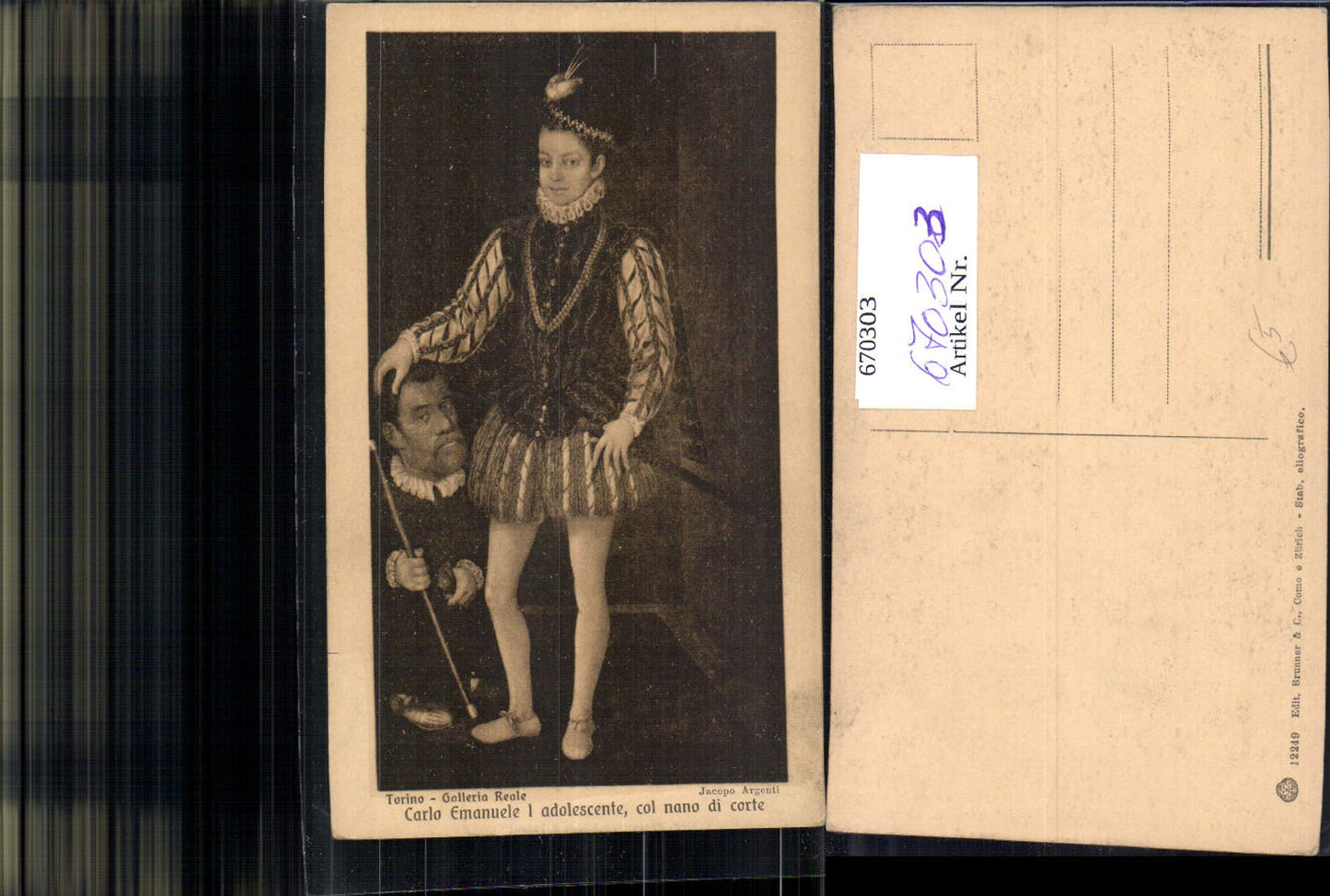 670303,Künstler Ak Jacopo Argenti Carlo Emanuele I adolescente col nano di corte