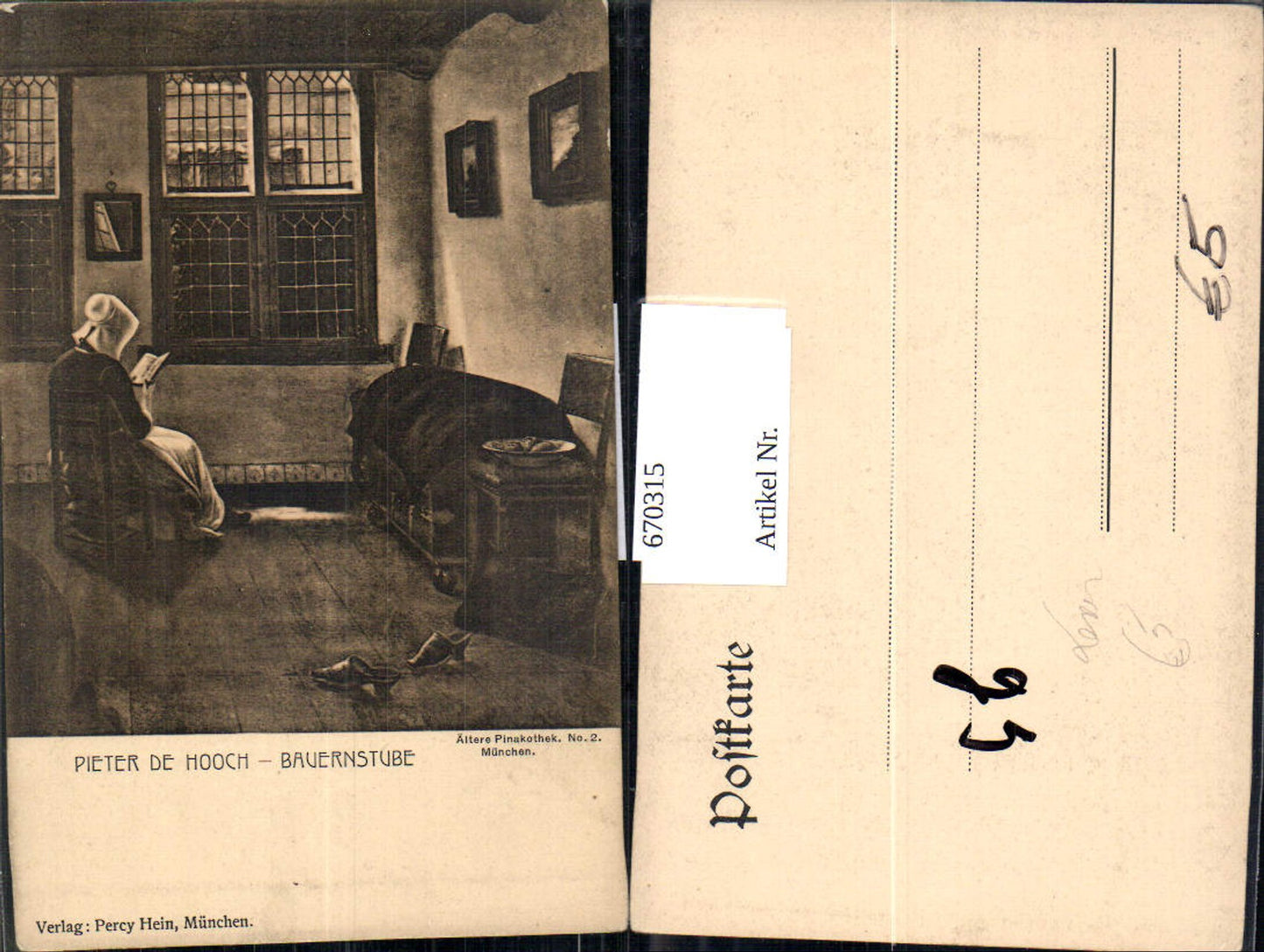 670315,Künstler Ak Pieter de Hooch Bauernstube Lesen