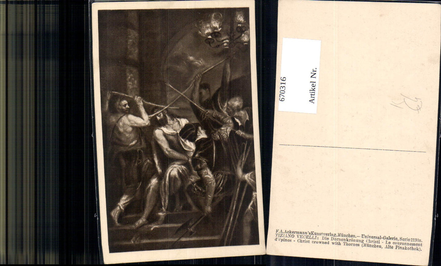 670316,Künstler Ak Tiziano Vecelli die Dornenkrönung Christi Religion