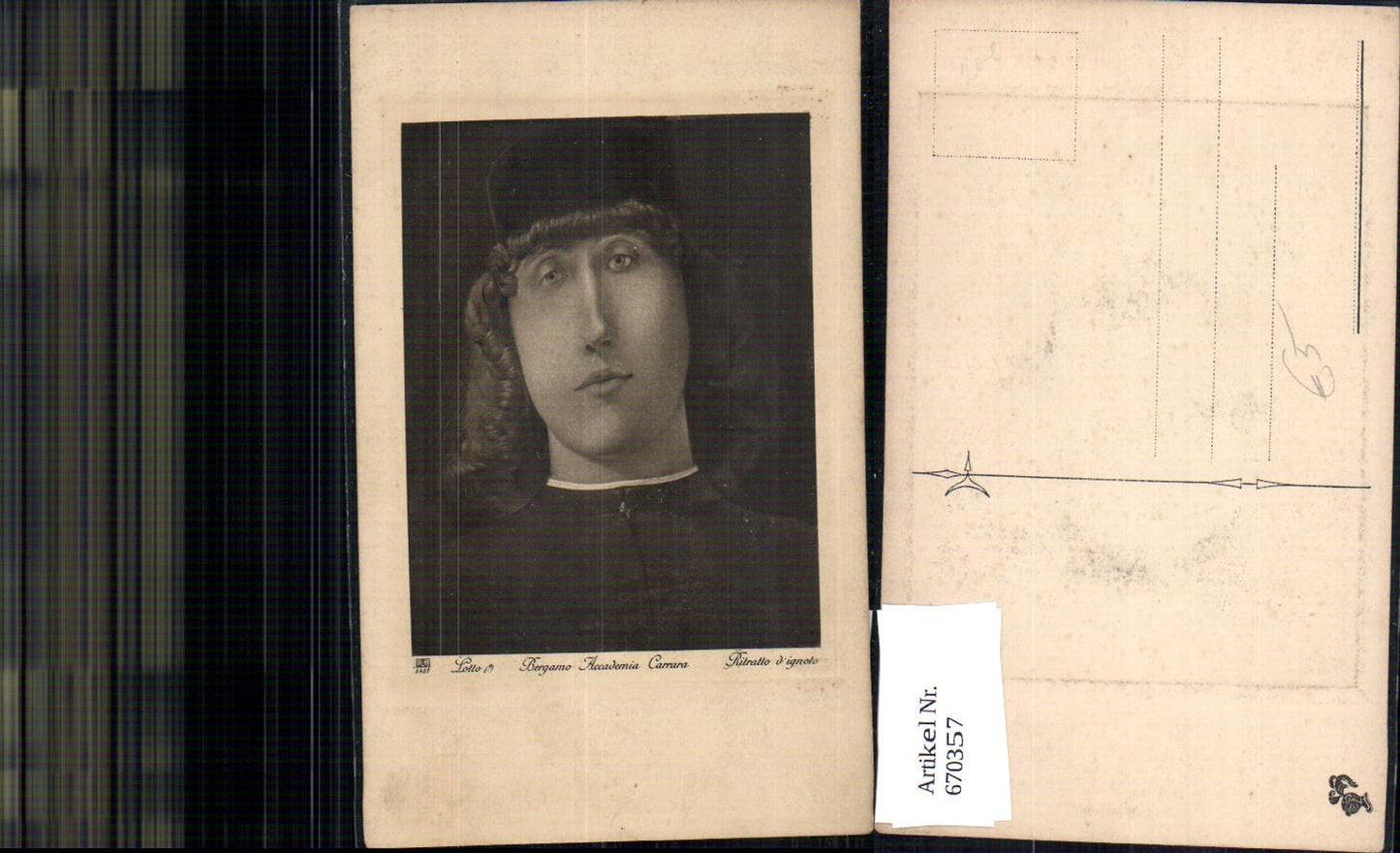 670357,Künstler Ak Lotto Bergamo Accademia Carrara Ritratto d ignolo Mann Portrait