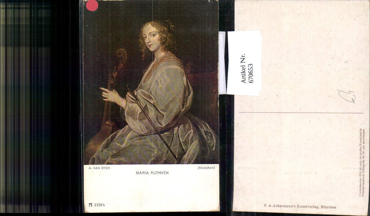 670653,Künstler Ak A. van Dyck Maria Ruthven Frau mit Violoncello Cello Musik