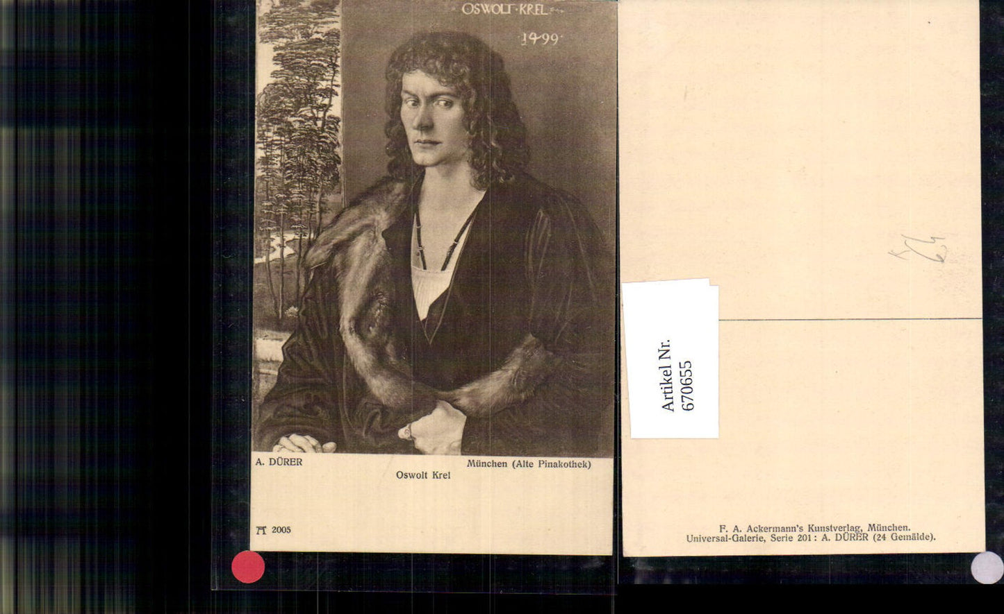 670655,Künstler Ak Albrecht Dürer Oswolt Krel Mann Portrait Pelz