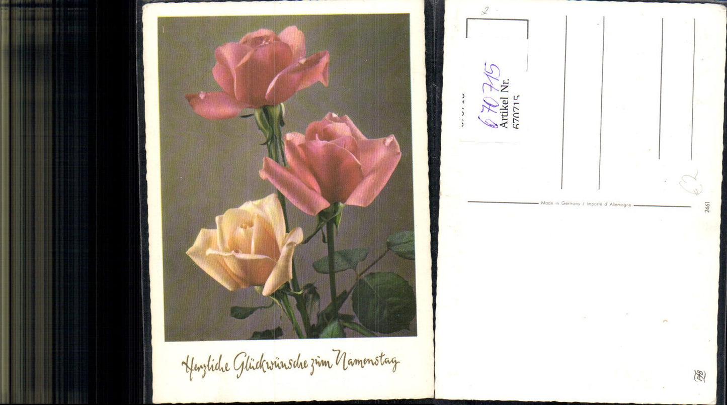 670715,Rosa u. Pfirsichfarbene Rosen Blumen Namenstag