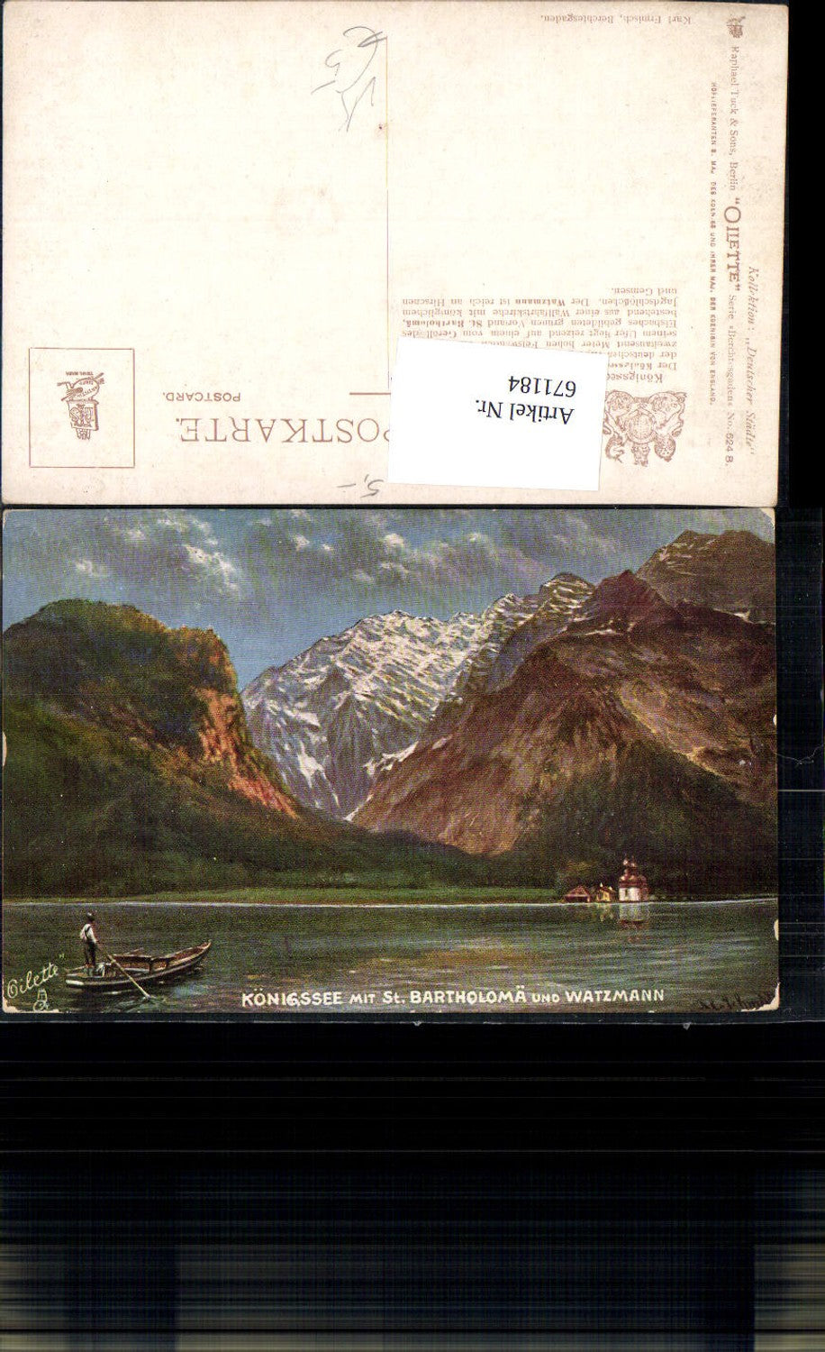 671184,Künstler AK Raphael Tuck Oilette 624 B Königsee Berchtesgaden St. Bartholomä