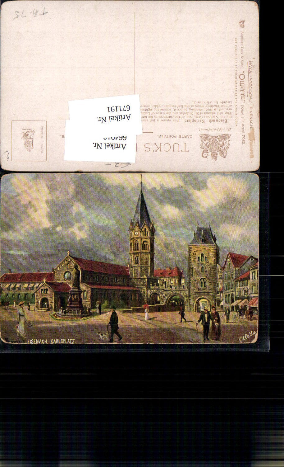 671191,Künstler AK Raphael Tuck Oilette 7082 Eisenach Karlsplatz sig. Thomas
