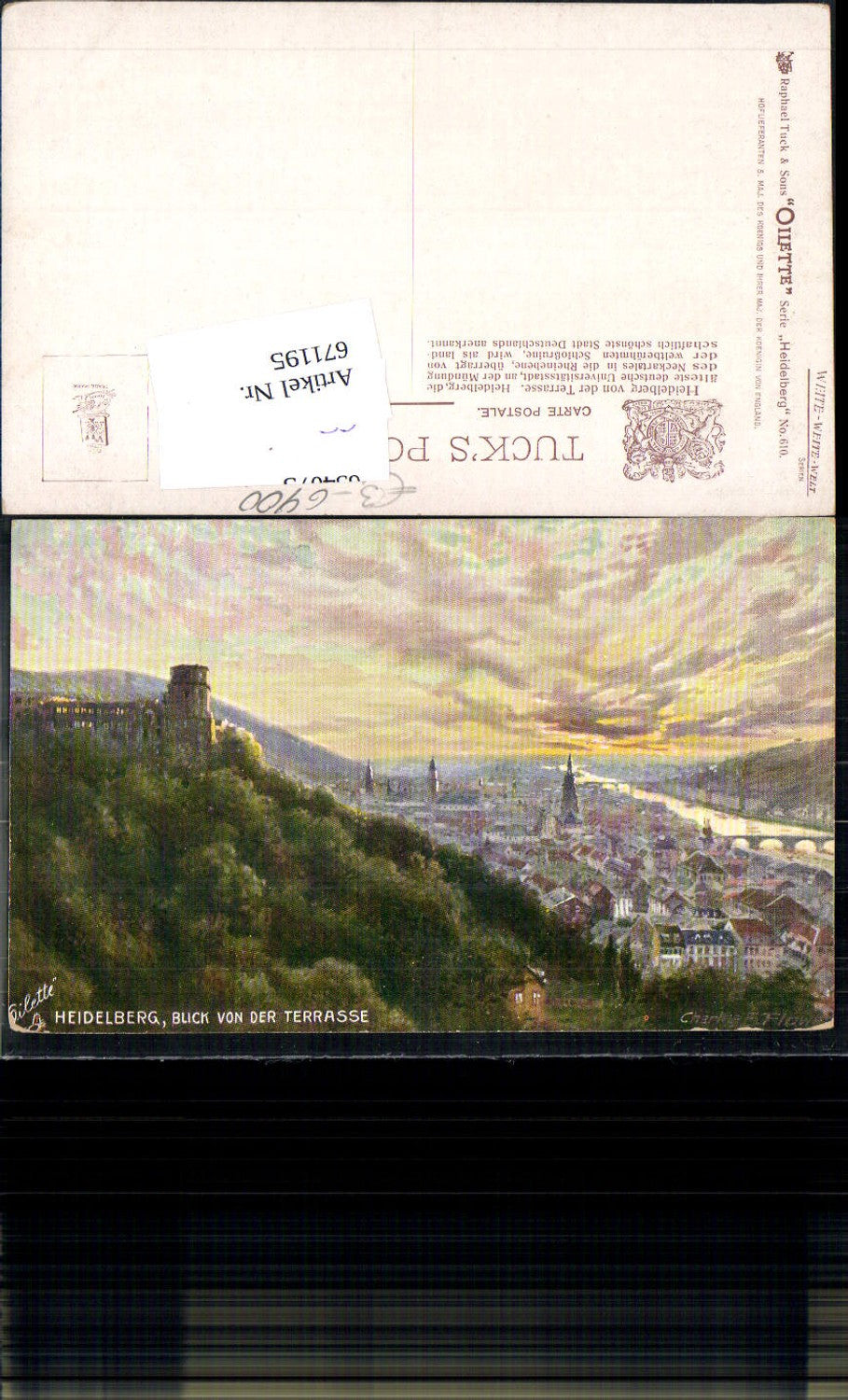 671195,Künstler AK Raphael Tuck Oilette 610 Heidelberg Charles F. Flower