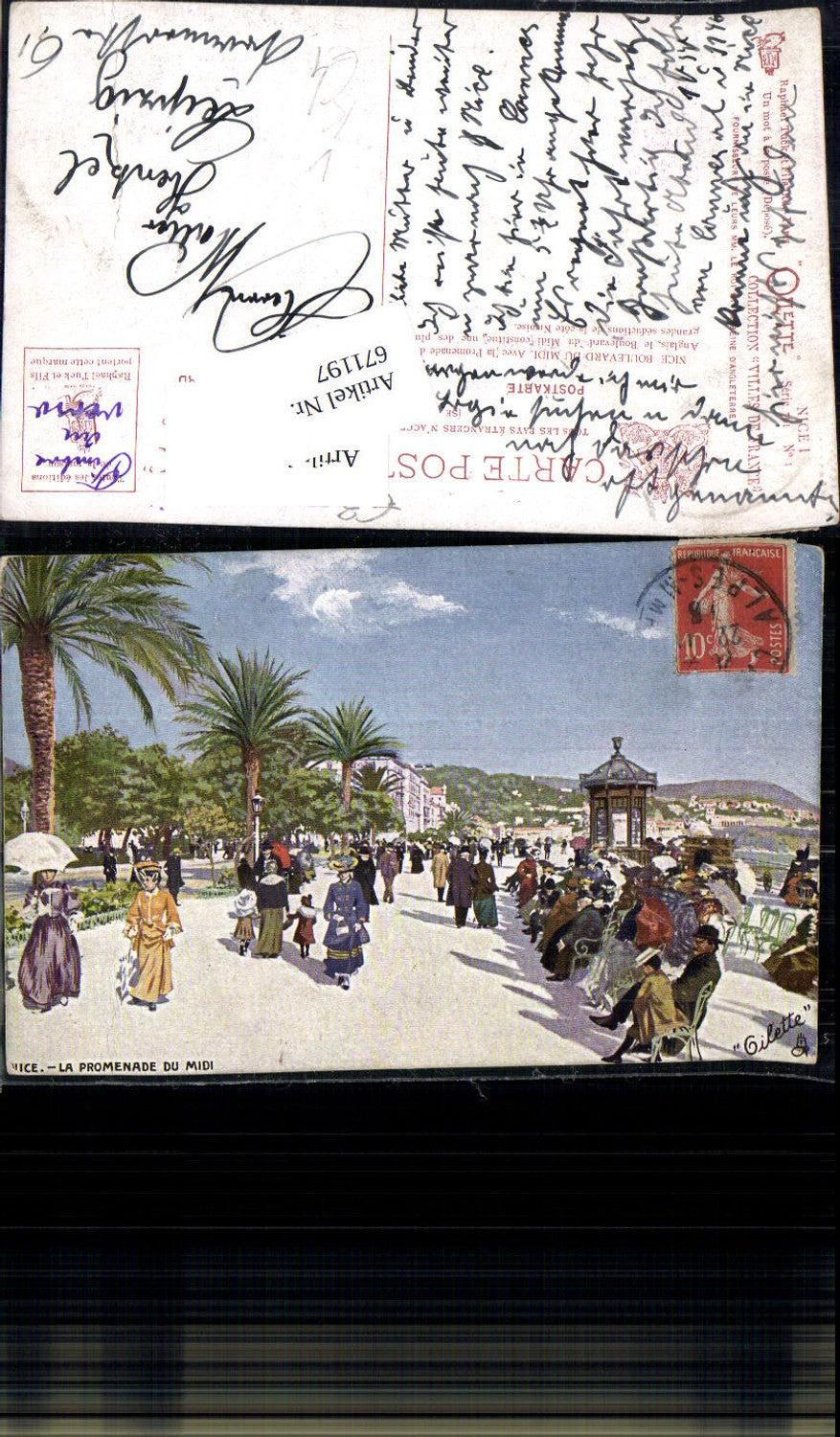 671197,Künstler AK Raphael Tuck Oilette 761 No. 1 Nice Nizza Promenade Palmen