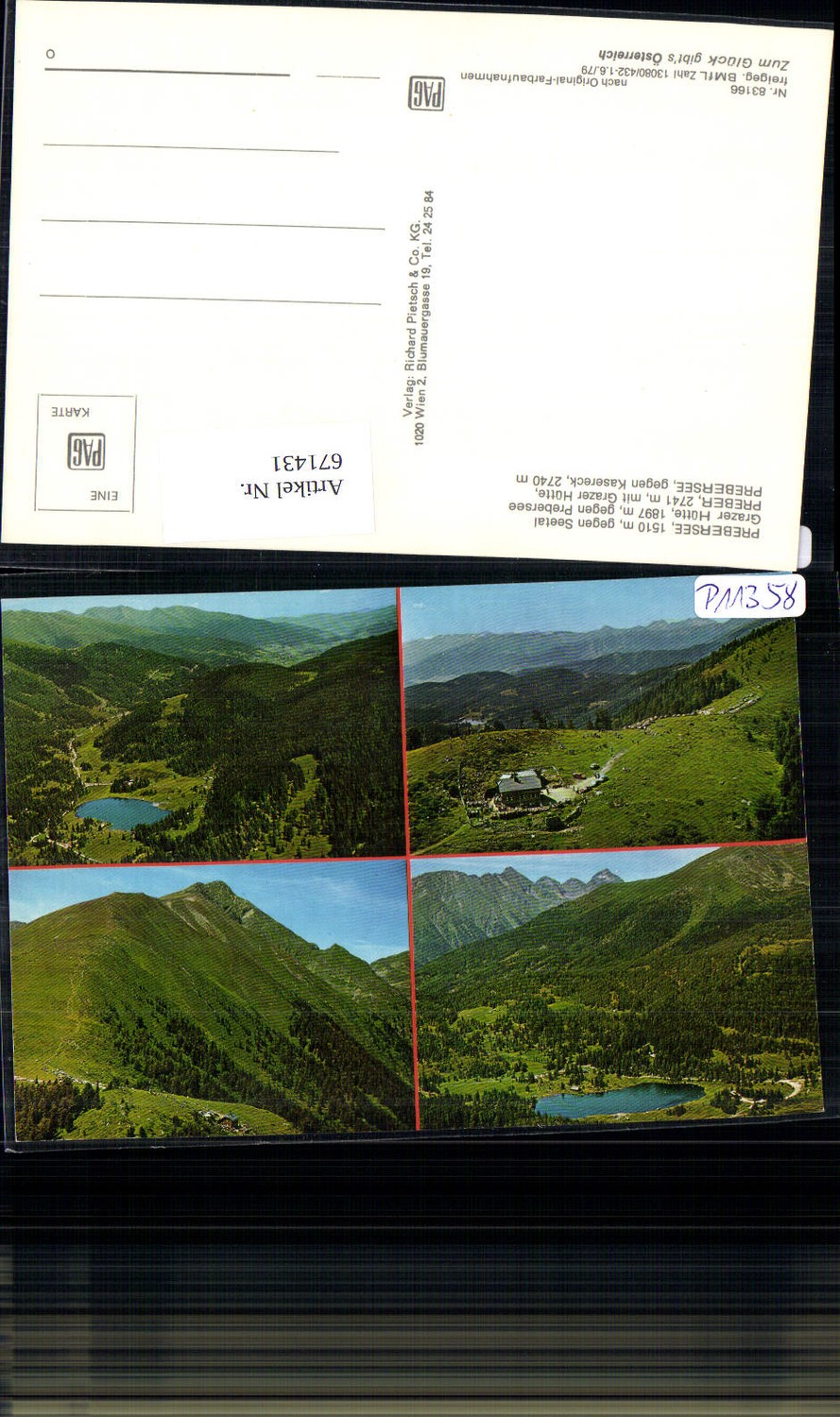 671431, Multi-image Ak Tamsweg Prebersee opposite Seetal Grazer Hütte Preber