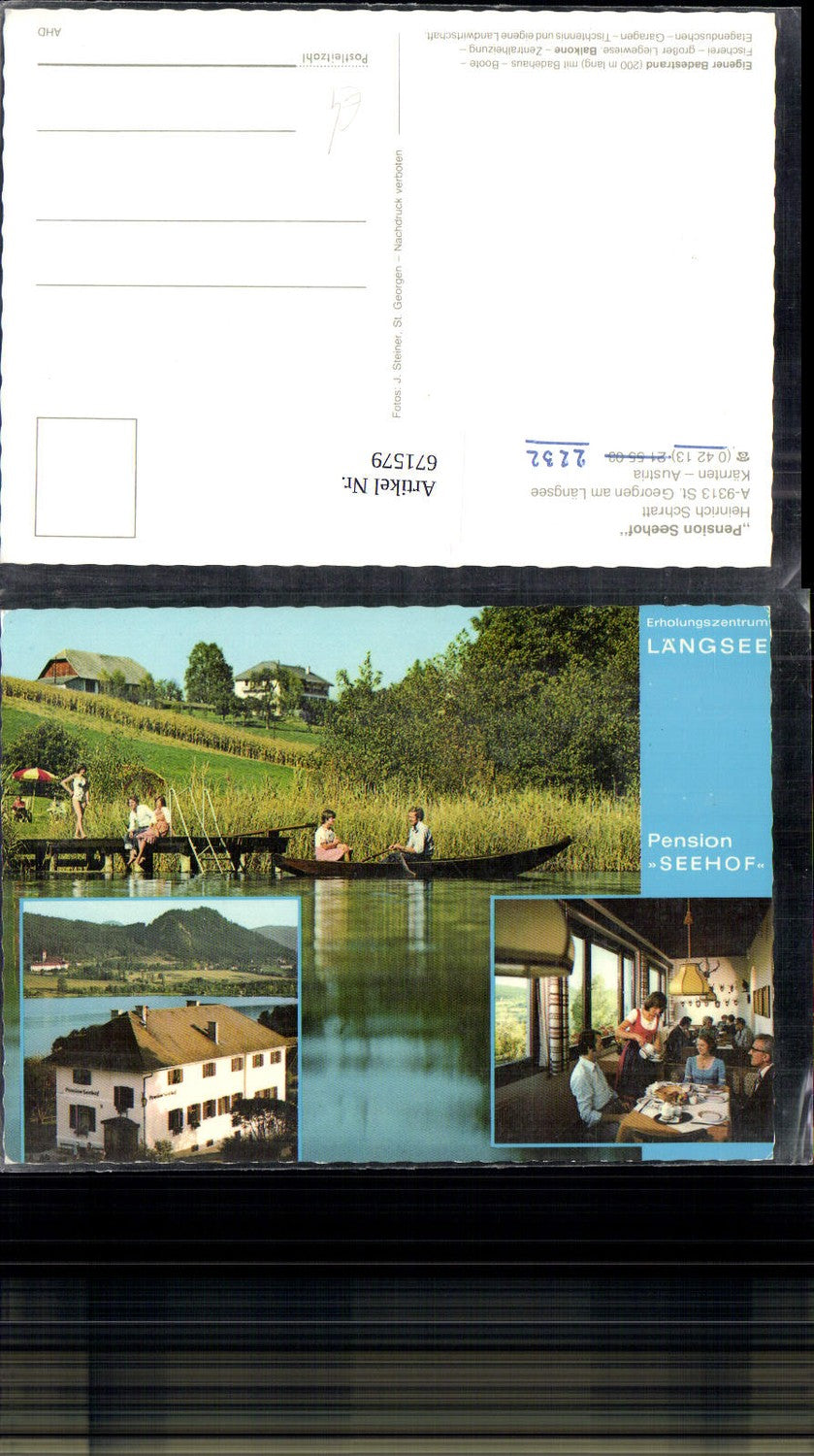 671579,Mehrbild Ak St Georgen a. Längsee Pension Seehof Ruderboot