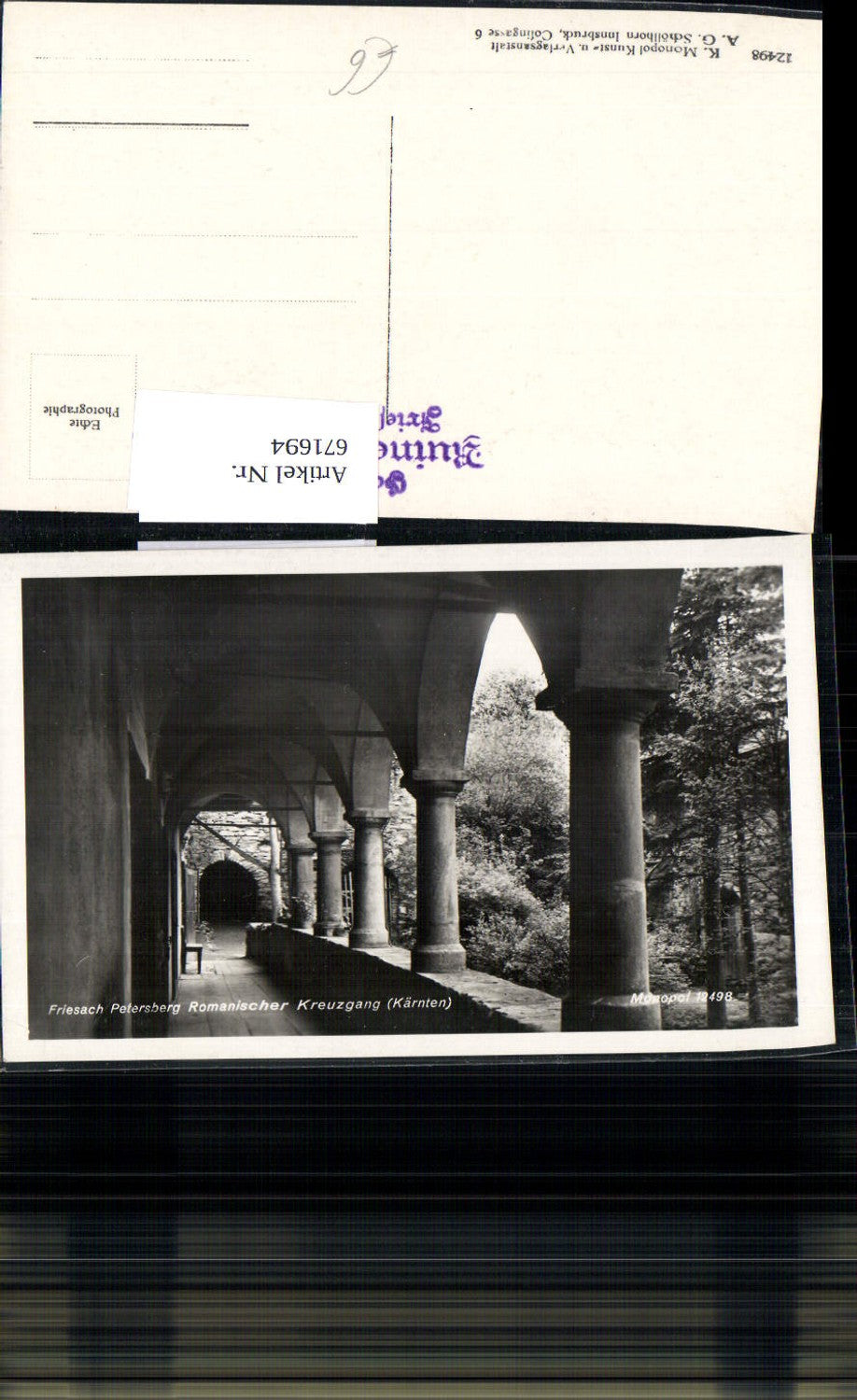 671694,Foto Ak Friesach Petersberg Romanischer Kreuzgang