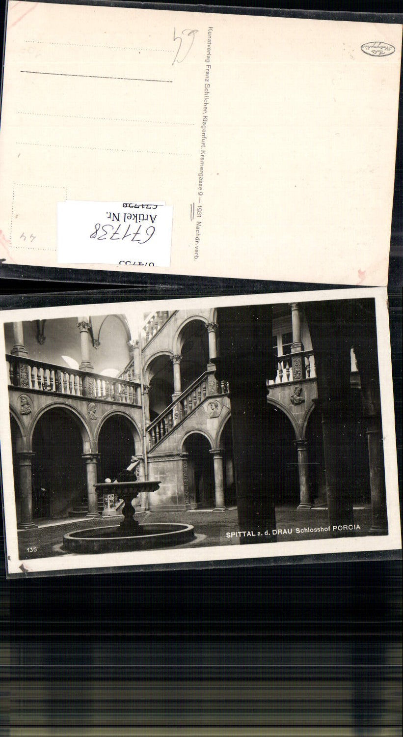 671738,Foto Ak Spittal a. d. Drau Schlosshof Porcia
