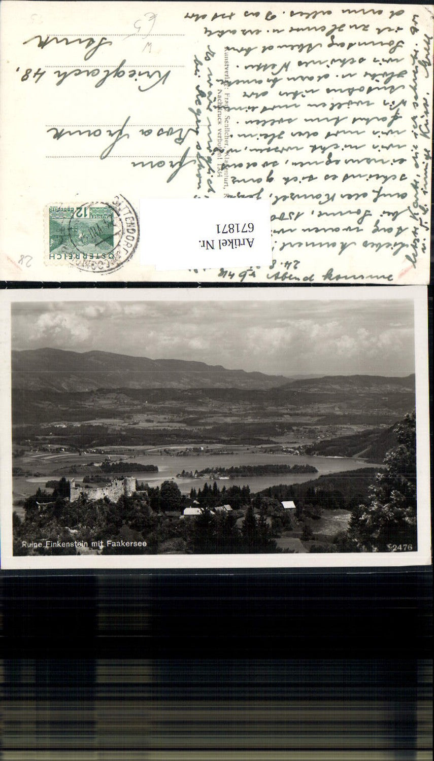 671871,Foto Ak Ruine Finkenstein mit Faakersee Finkenstein am Faaker See