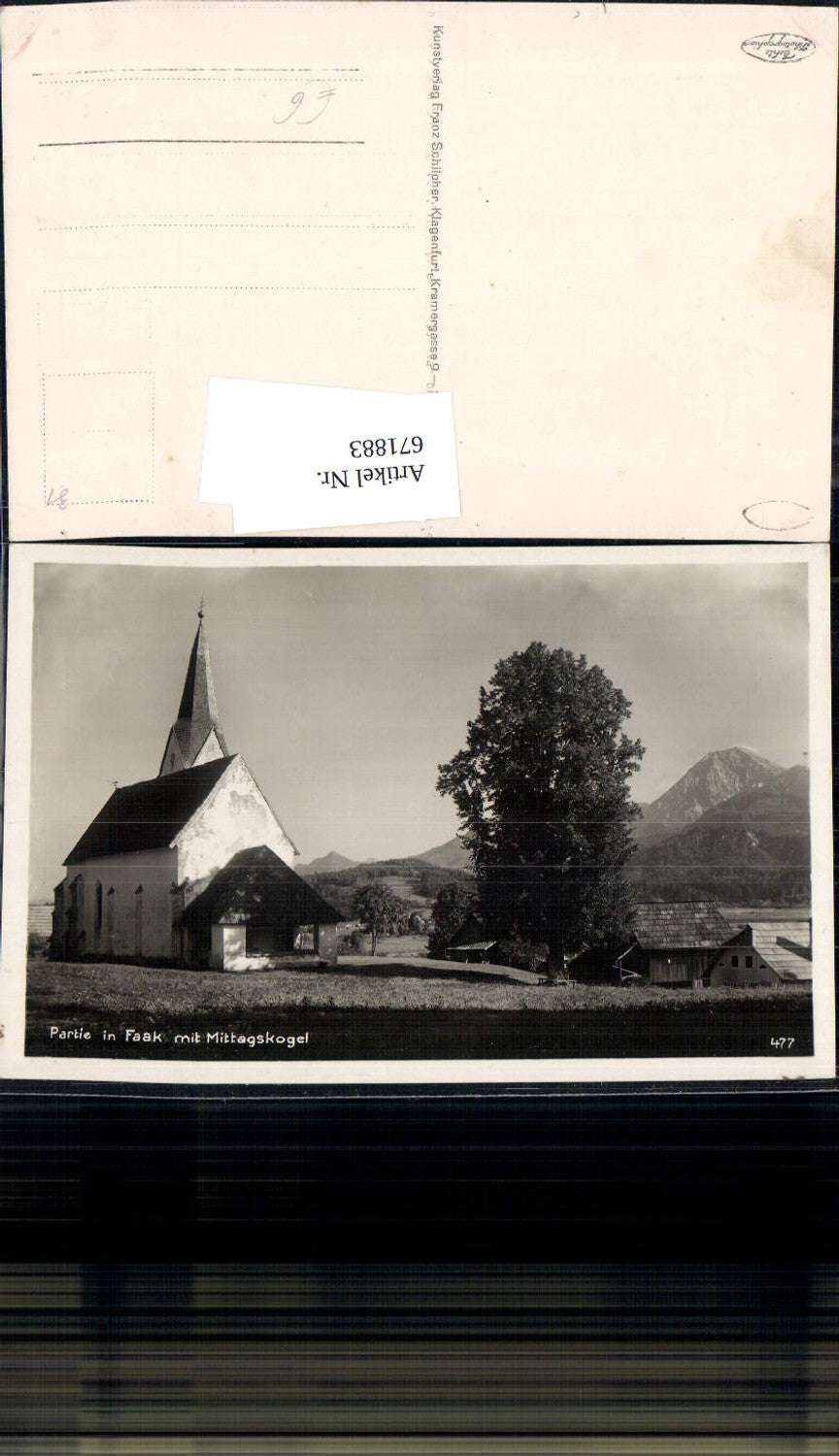 671883,Foto Ak Partie a. Faak mit Mittagskogel Finkenstein am Faaker See