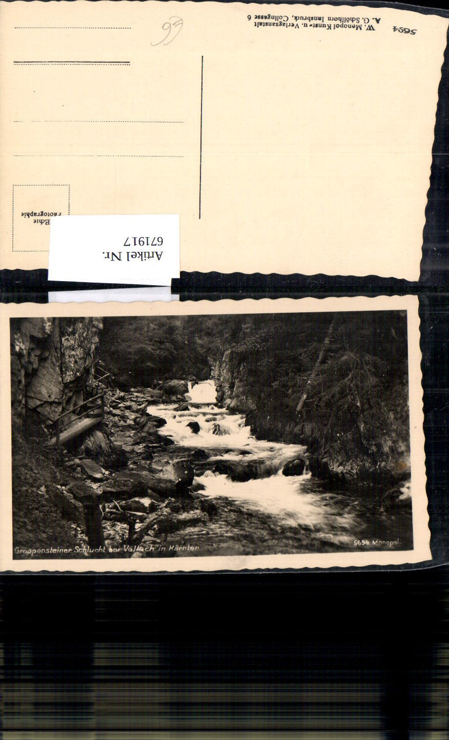 671917,Foto Ak Groppensteinerschlucht b. Vellach Obervellach
