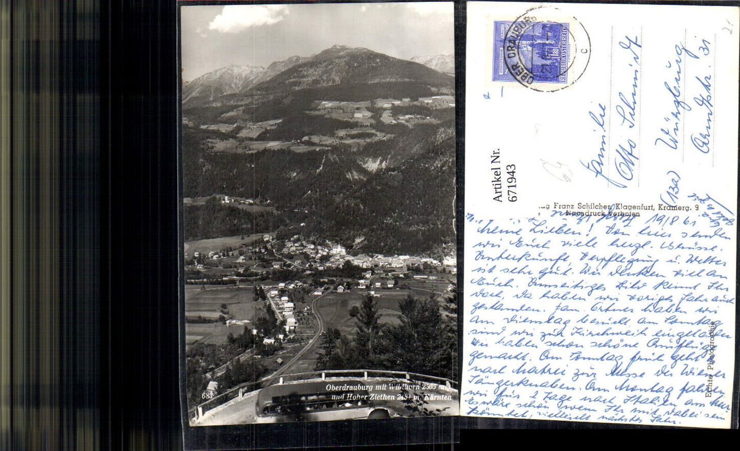 671943,Foto Ak Oberdrauburg mit Wildhorn u. Hoher Ziethen Reisebus Bus