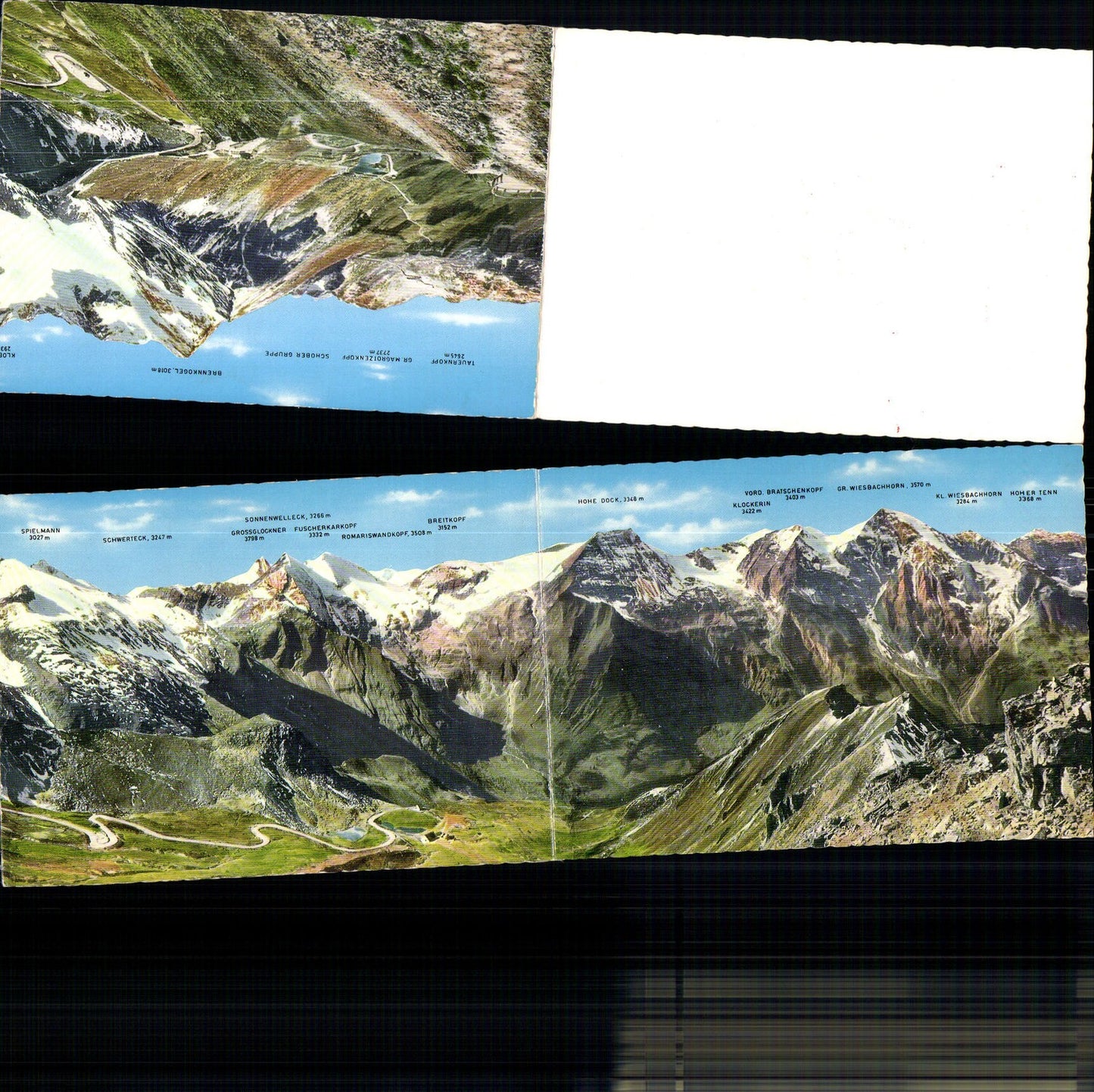 672168,Klapp AK 3 Teile Panorama Grossglockner Hochalpenstraße Brennkogel usw