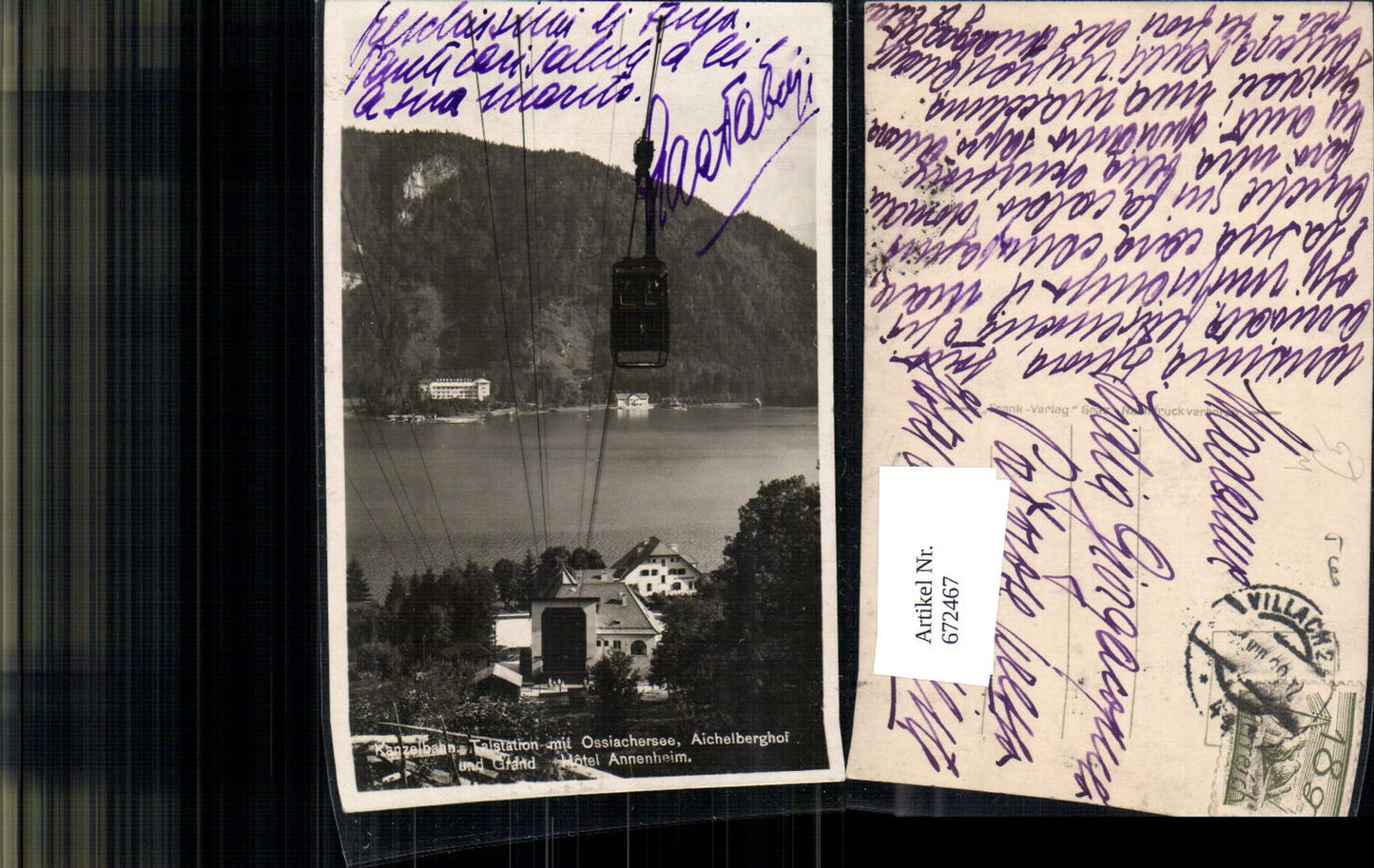 672467,Foto Ak Kanzelbahn Talstation Treffen am Ossiacher See Aichelberghof Grand Hotel