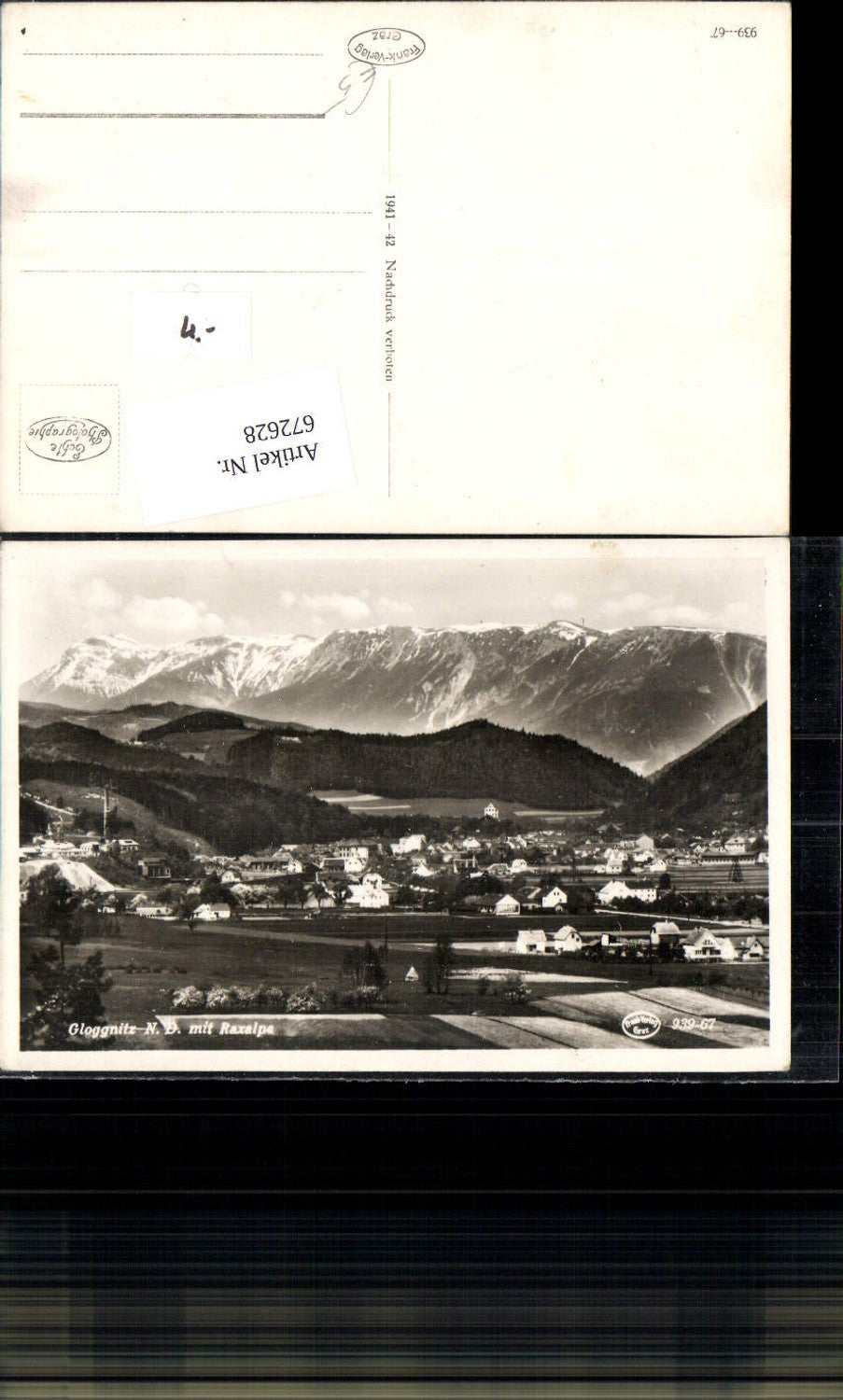 672628,Foto Ak Gloggnitz mit Raxalpe