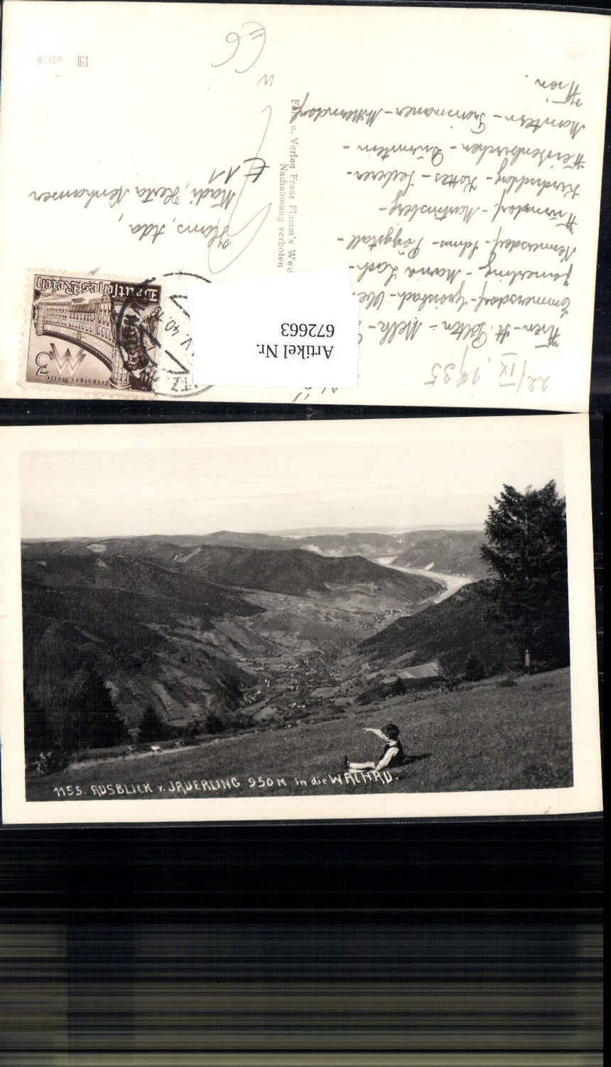 672663,Foto Ak Ausblick v. Jauerling i. d. Wachau Spitz a. d. Donau