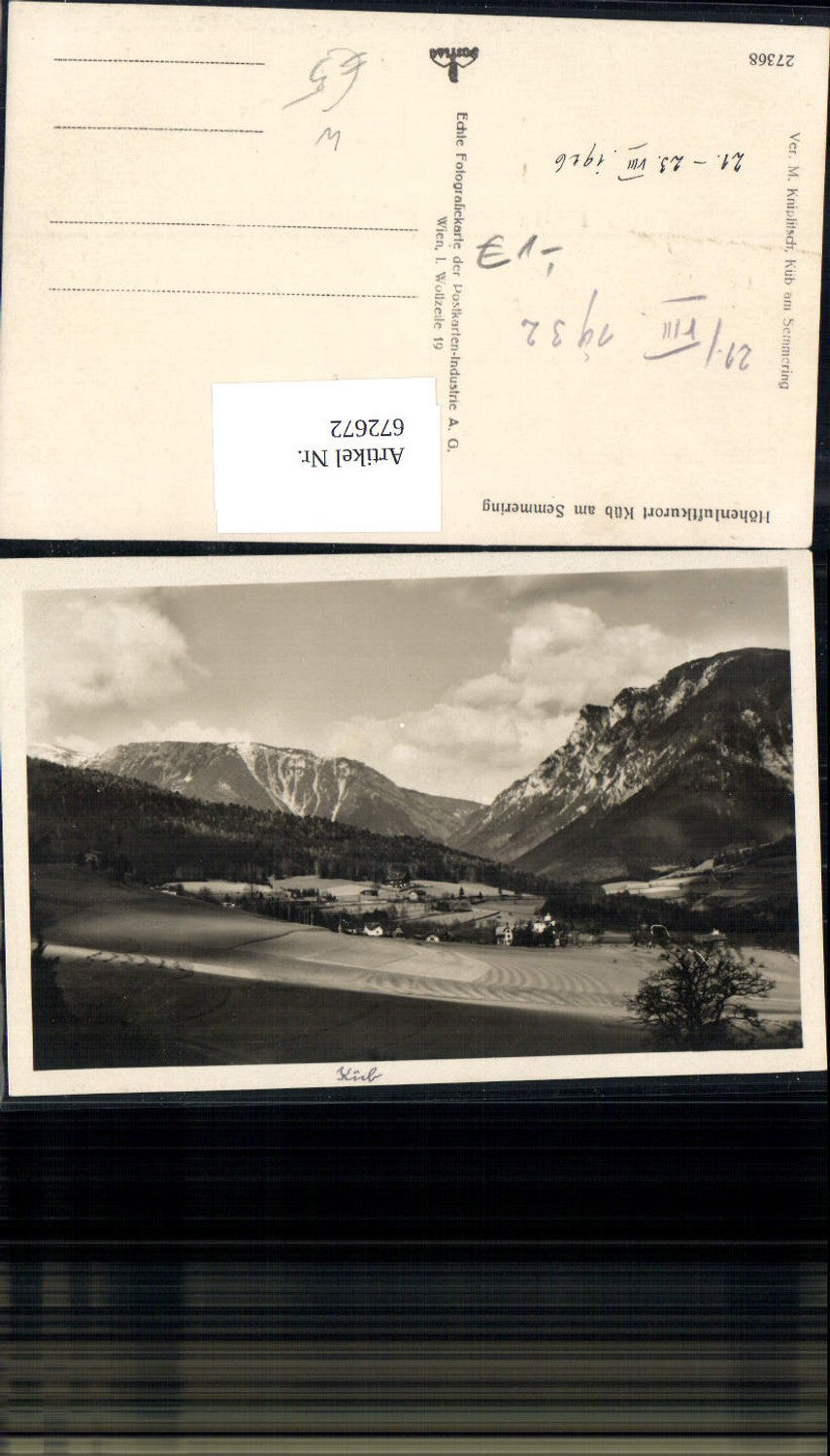 672672, Photo Ak Payerbach Küb a. Semmering