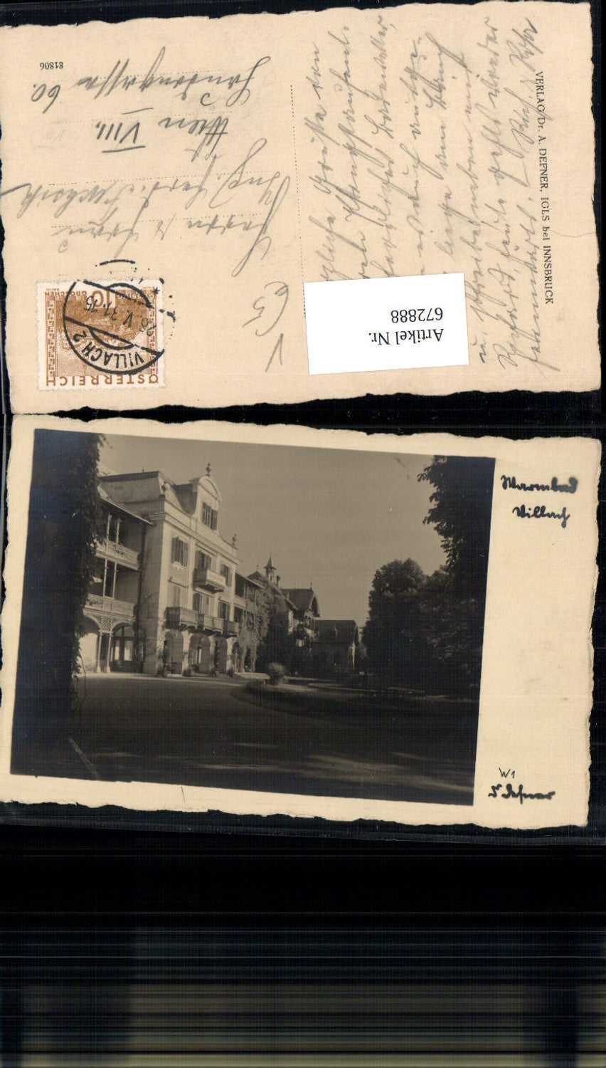 672888,Foto Ak Warmbad Villach pub Dr. Defner W1