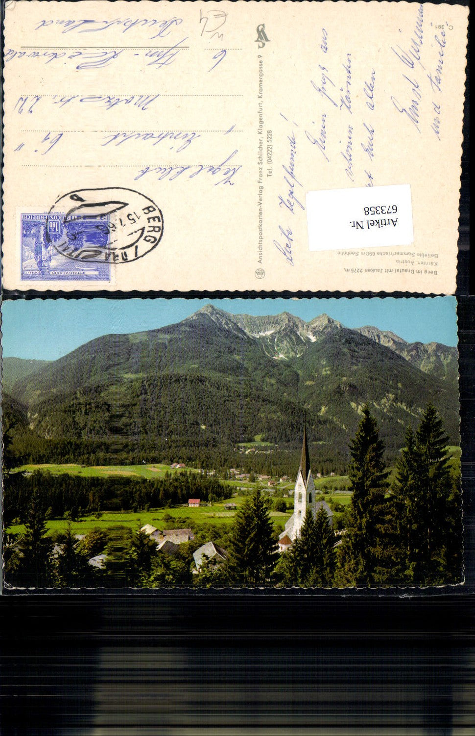 673358,Berg i. Drautal mit Jauken Ansicht m. Kirche