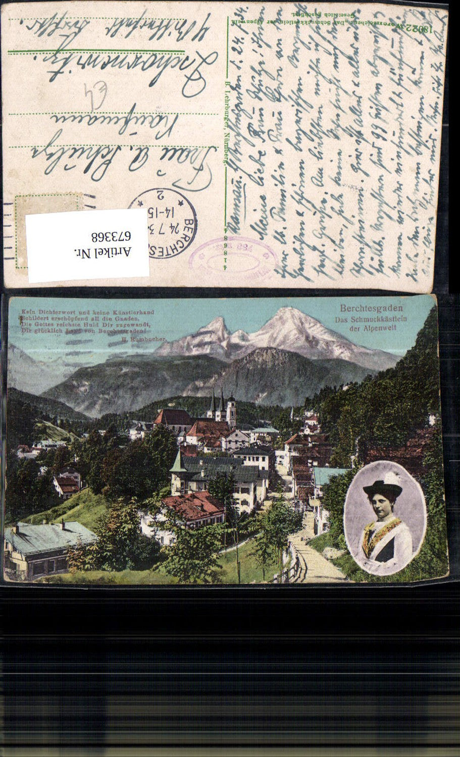 673368,Mehrbild Ak Berchtesgaden Frau Portrait Text H. Kumbucher