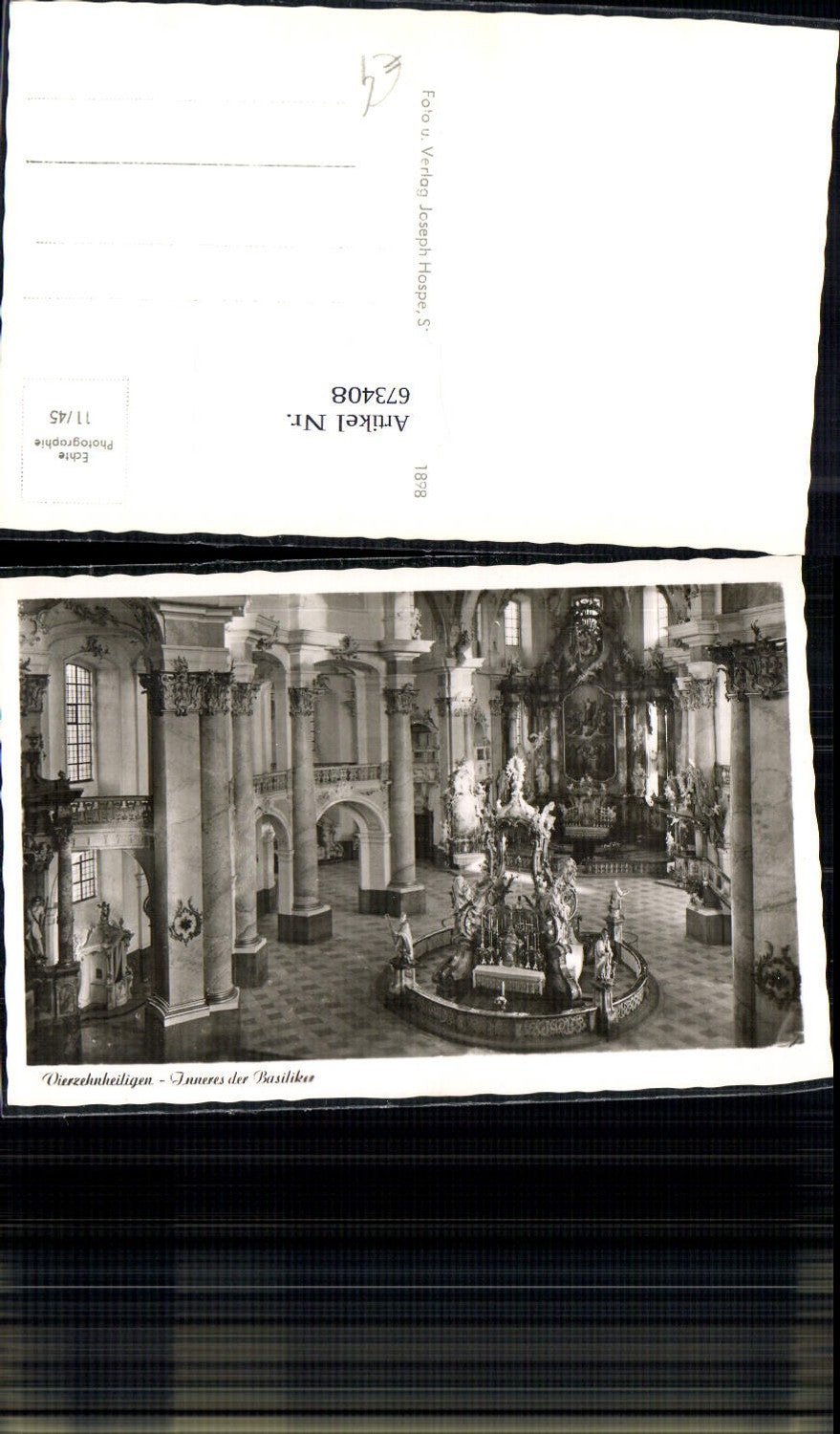 673408,Foto Ak Bad Staffelstein Vierzehnheiligen Inneres d. Basilika