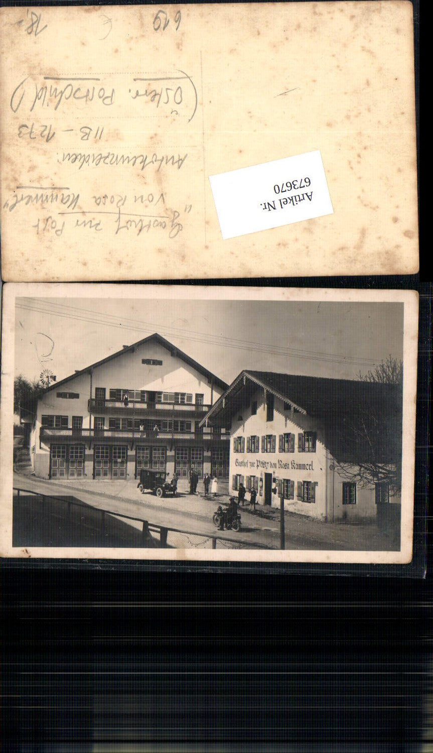 673670,Gasthaus zur Post Rosa Kammerl Tankstelle Kennzeichen IIB-1273 Oldtimer Auto