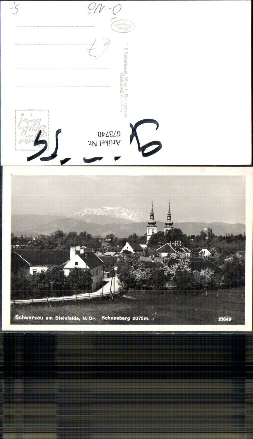 673740, Photo Ak Schwarzau am Steinfeld with Schneeberg