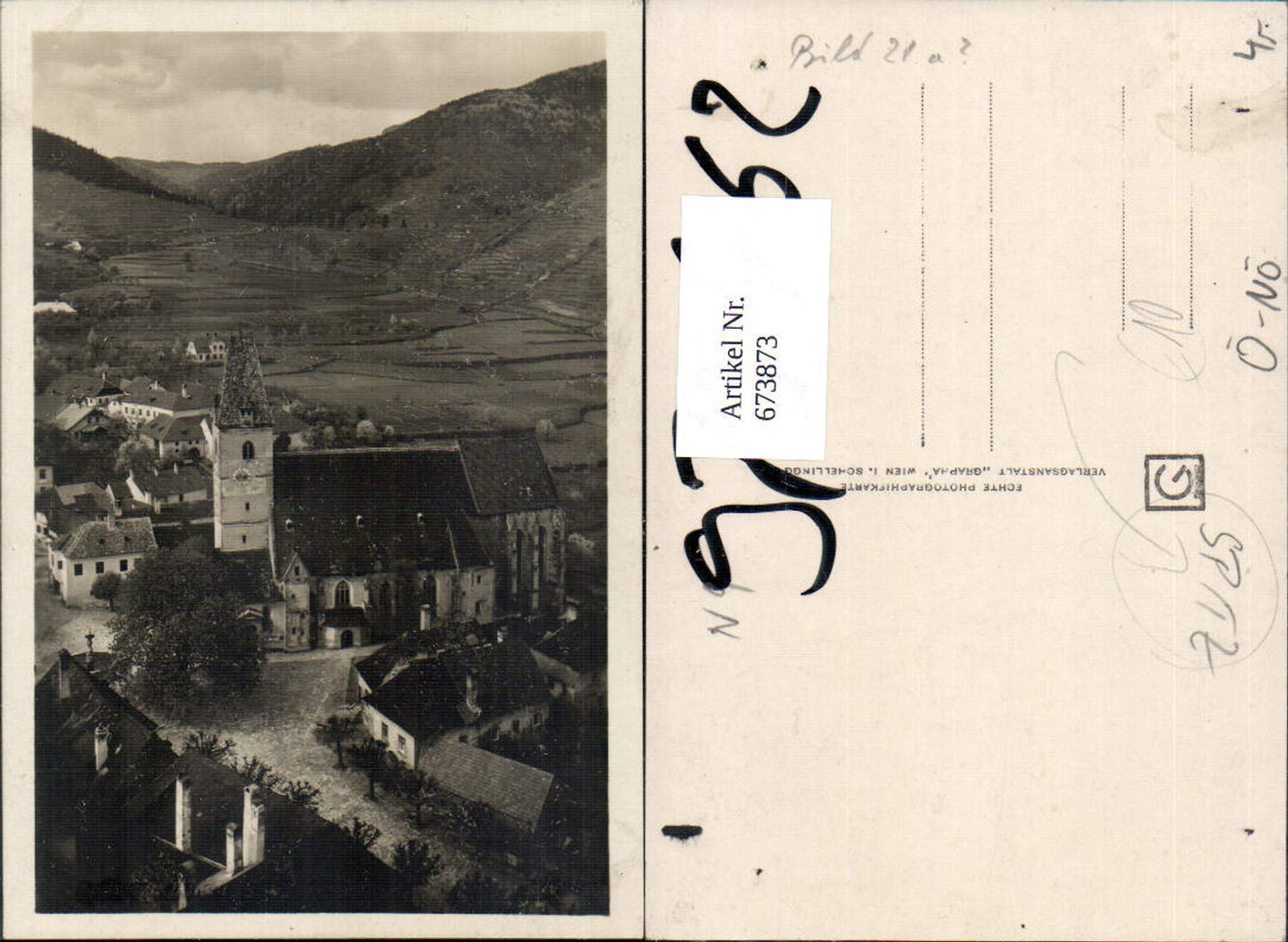 673873,Foto Ak Spitz a. d. Donau Wachau Ansicht m. Kirche