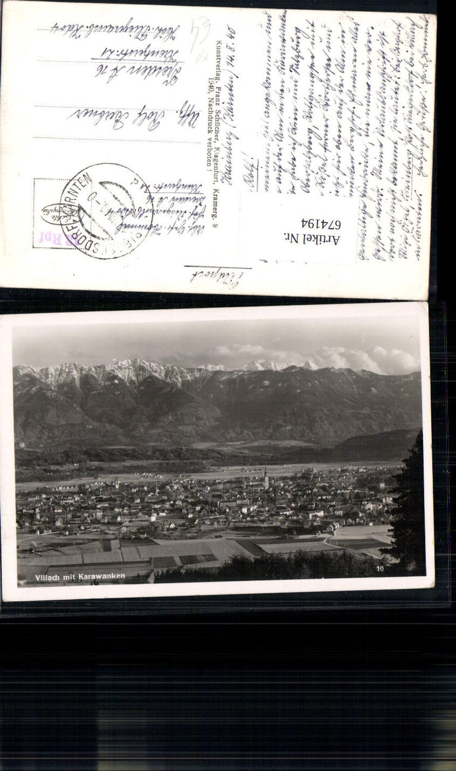 674194,Villach Feldpost n. Fliegerausbildungskommando Dresden