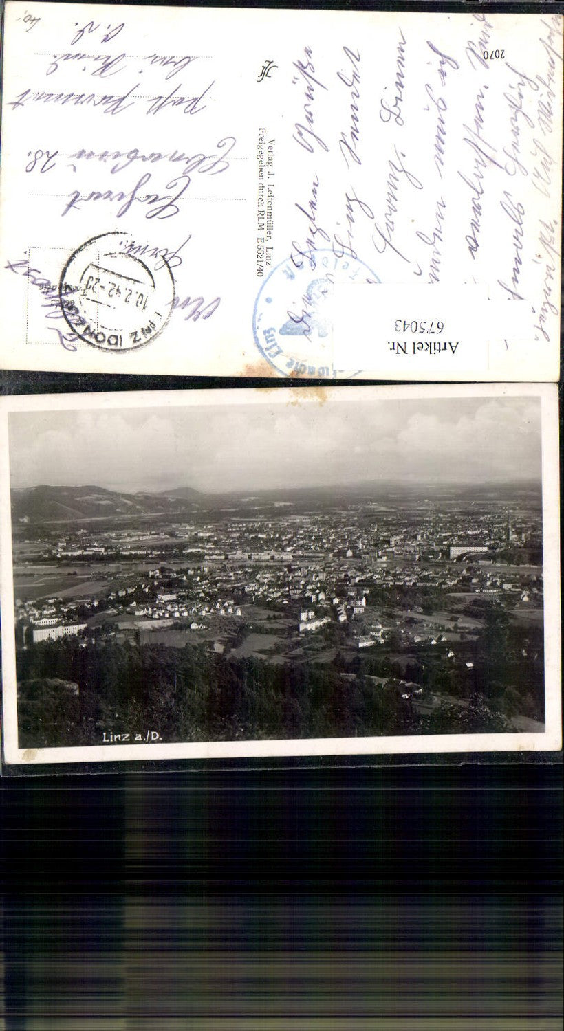 675043,Linz an der Donau Feldpost n. Ebnerbau Pramet Ried im Innkreis 1942