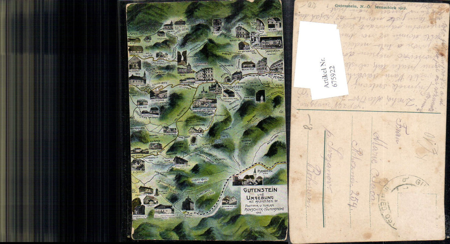 675922, Eugen Felle, Bird View, Unsigned. Gutenstein, Schneeberg, Puchberg, Rohr, Gries, Pernitz