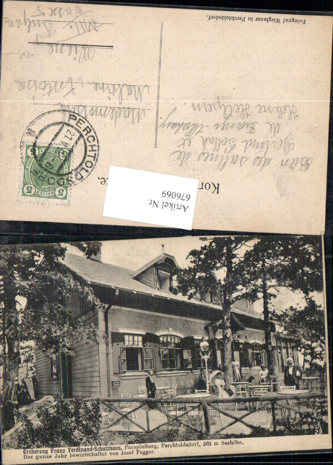 676069,seltene AK Perchtoldsdorf Erzherzog Franz Ferdinand Schutzhaus Parapluiberg