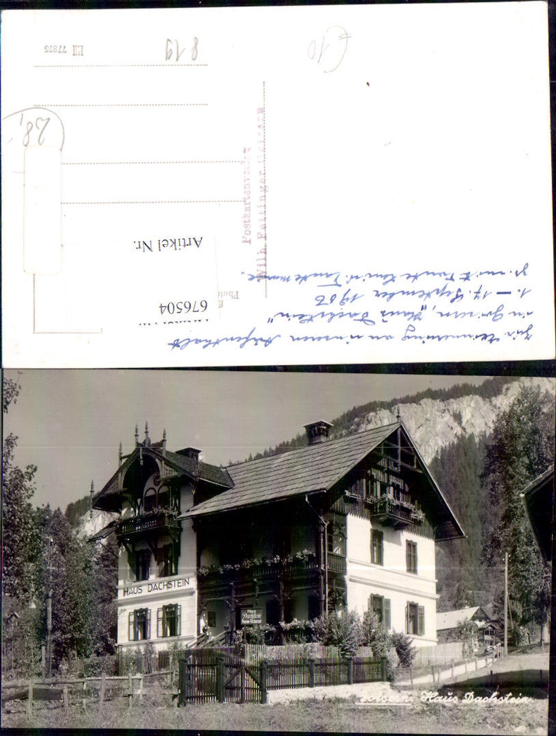 676504,seltene Foto-AK Goisern Haus Pension Dachstein