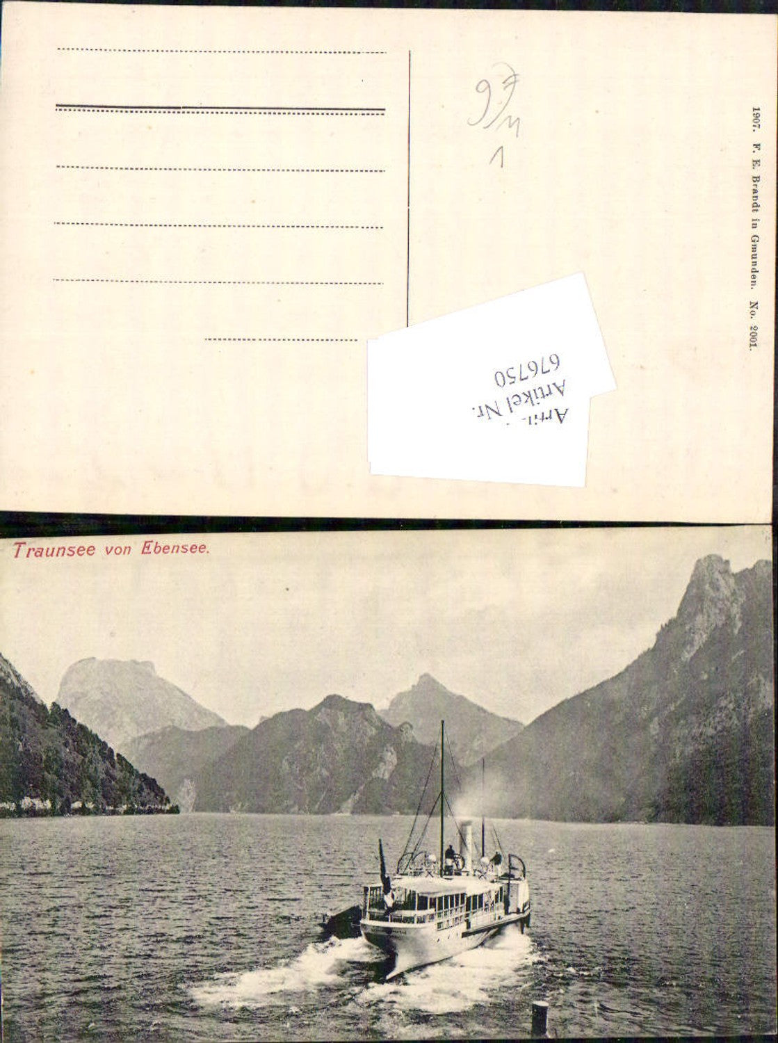 676750,Ebensee Traunsee m. Dampfer Schiff pub Brandt 2001